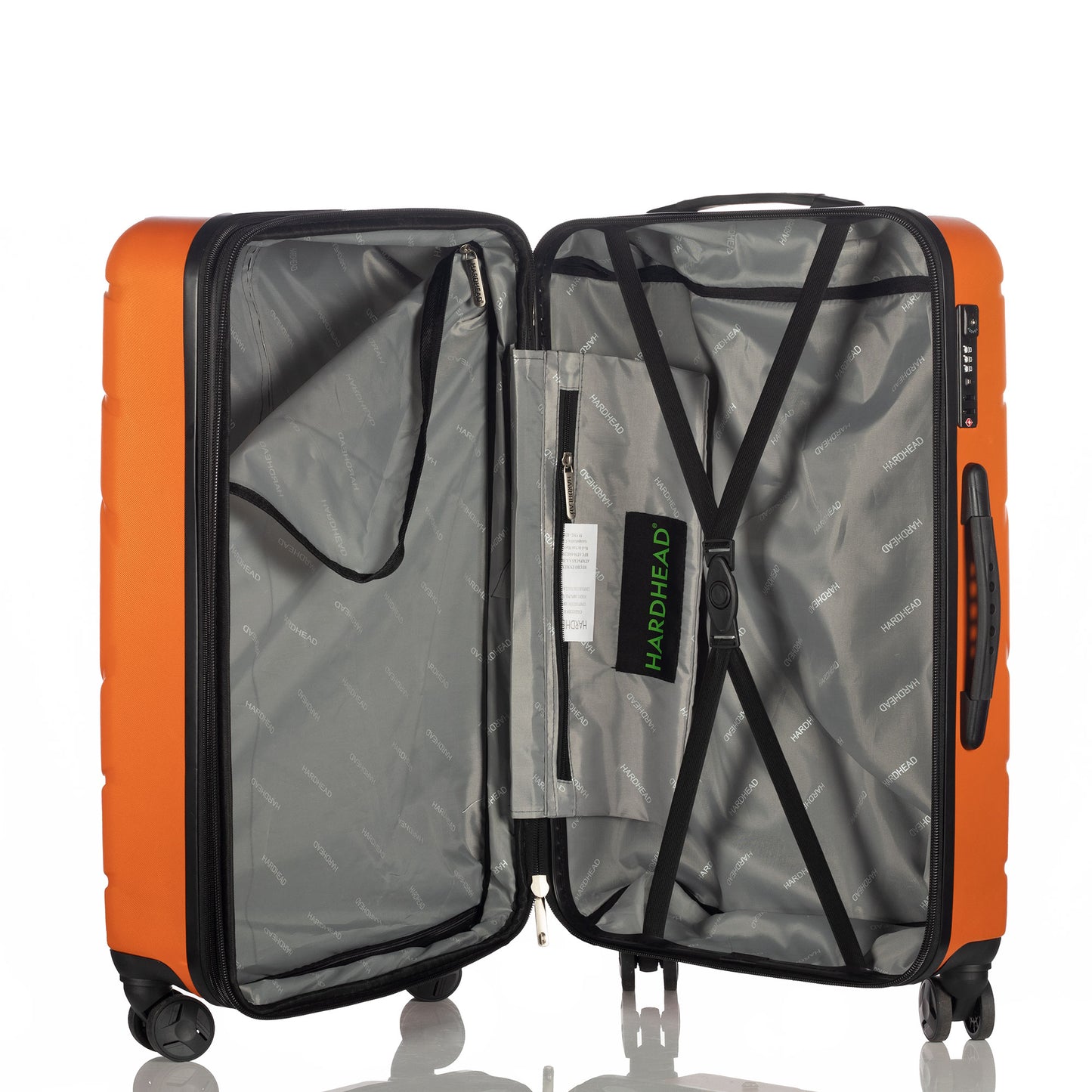 Hardhead Luggage 3 pieces set (20/24/28") Eco Hardside Travel Suitcase with 4 360 Wheels Lock Included, Orange