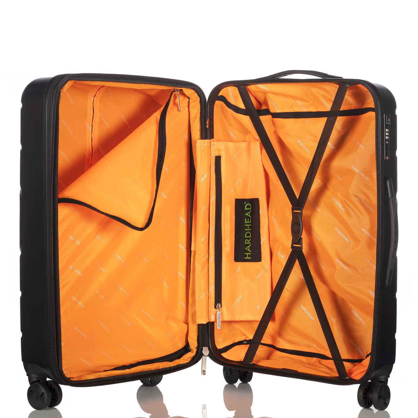 Hardhead Luggage (20/24/28") Eco Hardside Travel Suitcase with 4 360 Wheels Lock Included, Black