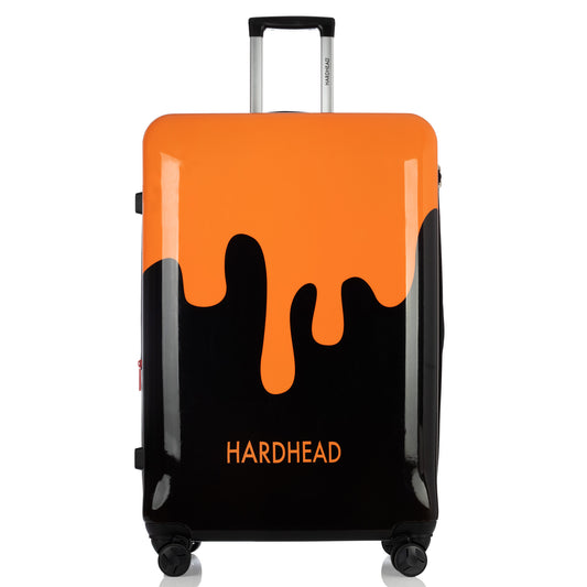 Hardhead Luggage (22/26/30") Suitcase Lock Spinner Hardshell Melted Slime Collection Black with Orange/Yellow/Green