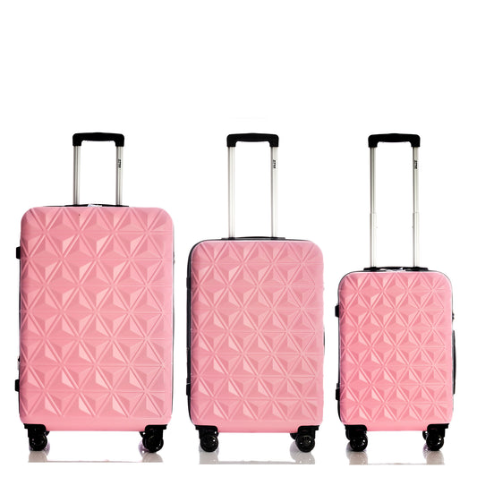 Hardhead Luggage 3 Piece Set (21/25/29") Suitcase Lock Spinner Hardshell Cosmos Collection Pink