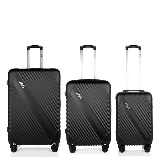 ATM Luggage 3 Piece Set (20/24/28") Suitcase Lock Spinner Hardshell Core Collection Black