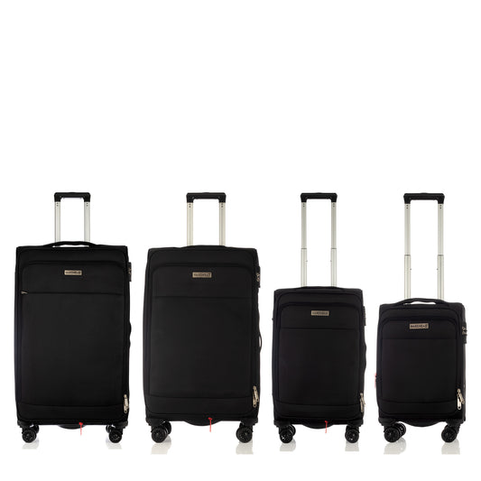 Hardhead Luggage 4 Piece Set (18/20/26/30") Suitcase Lock Spinner Soft In Heaven Collection Black