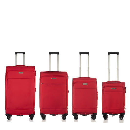 Hardhead Luggage 4 Piece Set (18/20/26/30") Suitcase Lock Spinner Soft In Heaven Collection Red