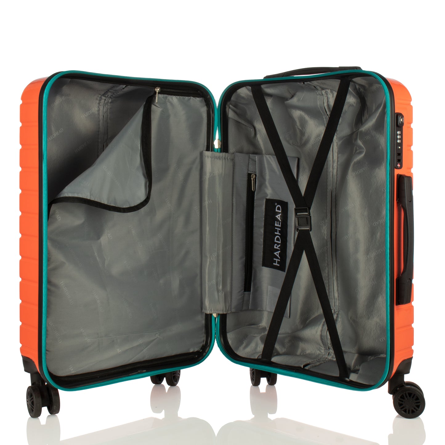 Hardhead Luggage 4 Piece Set (18/20/24/28") Suitcase Lock Spinner Hardshell Blaze Collection Salmon