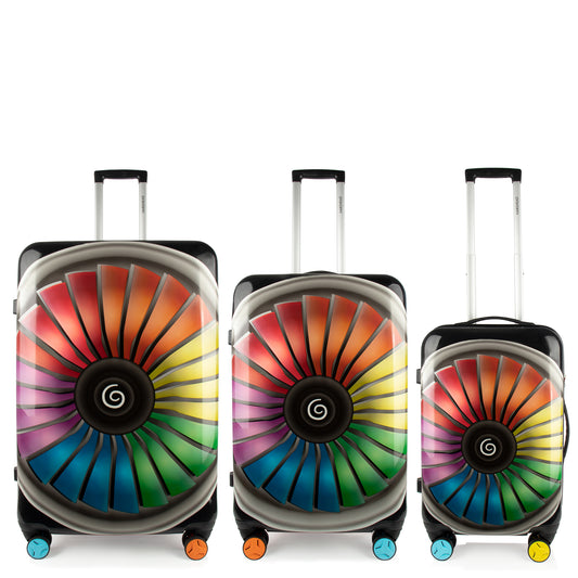 Hardhead Luggage 3 Piece Set (20/24/28") Suitcase Lock Spinner Hardshell Engine Collection Rainbow